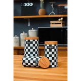 Aydogan's Ucr Home 3'lü Set Metal Çay Kahve Şeker Saklama Kavanozu - Dama Desenli - 1 - 0 - 249 ml