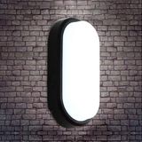 Aydos 20W IP65 Oval Siyah LED Tavan ve Duvar Lambası | 6500K Beyaz Işık | Su Geçirmez Banyo Bahçe Aydınlatma Armatürü | 2000 Lümen | 270x147x78mm (220V)