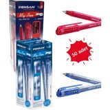 Aydos My-Pen Tükenmez Kalem 1.0 mm 50'li - Kırmızı - Mavi