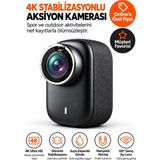 Ayers 4K Ultra Hd Mini Aksiyon Kamerası, Görüntü Stabilizasyonlu, 120° Geniş Açılı, Suya Dayanıklı, Manyetik Giyilebilir Vücut ve Vlog Kamerası, Montaj Aksesuar Setli - Siyah