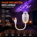 Ayers 5 Diskli Yıldızlı Gökyüzü Projeksiyon Gece Lambası, USB Esnek Başlıklı Tavana Yansıtma Projektör, Çocuk Odası ve Masaüstü Dekoratif Gece Işığı - Beyaz