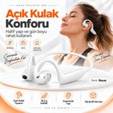 Ayers 8 Mp Kameralı Kemik Iletimli Bluetooth Kadın Erkek Spor Kulaklık, Sony IMX219 Sensör, Açık Kulak Tasarım, Çift Mikrofon Gürültü Azaltma, Dokunmatik Kontrol, Aı Çeviri Kayıt Özellikli Akıllı Kulaklık - Beyaz