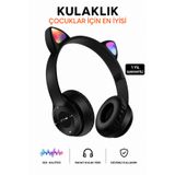 Ayers Erkek Çocuklar Için Işıklı Kedili Mikrofonlu Kablosuz Sd Kart P47m Rgb Bluetoothlu Çocuk Kulaklık