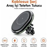 Ayers Kablosuz Şarjlı Manyetik Araç Telefon Tutucu - Siyah