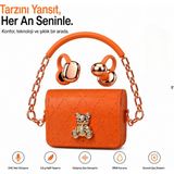 Ayers Kadın Küpe Kulaklık Bluetooth Kablosuz Kulaklık, Şık Çanta Tasarımlı Şarj Kutusu, Enc Net Görüşme, 3,8 G Hafif Ergonomik Tasarım, Ipx5 Koruma, Güçlü Bas ve Uzun Pil Ömrü - Turuncu