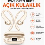 Ayers Ows Açık Kulak Bluetooth Kulaklık, Aı Akıllı Çeviri Destekli Kablosuz Kulaklık, Anc+Enc Gürültü Azaltma Teknolojisi, Bt 5.4, Dijital Göstergeli Şarj Kutulu Premium Kulaklık - Krem