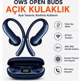 Ayers Ows Açık Kulak Bluetooth Kulaklık, Aı Akıllı Çeviri Destekli Kablosuz Kulaklık, Anc+Enc Gürültü Azaltma Teknolojisi, Bt 5.4, Dijital Göstergeli Şarj Kutulu Premium Kulaklık - Lacivert