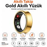 Ayers Pemium Akıllı Yüzük, Kalp Atışı, Uyku, Spo₂ ve Günlük Aktivite Takibi, Ectrı Mobil Uygulama Destekli, Müzik ve Kamera Uzaktan Kontrolü, Manyetik Şarj, 7–12 Beden Seçenekli, Gold, Siyah ve Gümüş Renk - Sarı - 8