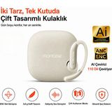 Ayers PQ16 Monoise 110 Dil Gerçek Zamanlı Yapay Zekâ Çeviri Destekli Kablosuz Kulaklık, Anc ve Enc Gürültü Azaltma, 3,8 G Hafif Ergonomik Kulak Kanca Tasarım, Çift Kullanım Modu, Göstergeli Şarj Kutusu - Krem