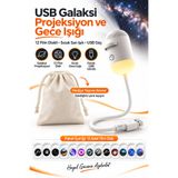 Ayers Premium 12 Film Diskli 2’si 1 Arada USB Galaksi Projeksiyon Projektör ve Gece Işığı, 360° Esnek Gövde Sıcak Sarı LED Gece Lambası, Tavan ve Duvar Yansıtmalı Dekoratif Atmosfer Işığı, Hediyelik