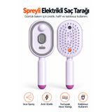 Ayers Premium Spreyli Elektrikli Saç Tarağı Kadınlar İçin, İnce Sprey Nemlendirme, Anti-Statik Bakım, Geri Çekilebilir Hava Yastığı, Esnek Tarak Uçları, Type-C Şarjlı 300 mAh Kablosuz Kadın Saç Bakım Tarağı