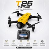 Ayers T25 Drone Hd Hava Çekim Kameralı Ekranlı Uzaktan Kumandalı 50X Zoom 15-20 Dk Uçuş Süresi Fırçasız Brushless Motor Engel Algılama Katlanabilir Tek Tuş Geri Dönüşlü Drone - Sarı