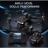 Ayers Teknoloji Katlanabilir Drone Hd Kameralı | Engel Kaçınma | Fırçasız Motor | Ekranlı Kumandalı Akıllı Drone JS26H Drone - Siyah