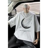 Ayessa Erkek Baskılı Tişört Kısa Kol Bisiklet Yaka Oversize T-Shirt - Beyaz Beyaz - L - 0 Beyaz