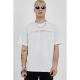 Ayessa Erkek Bisiklet Yaka Tişort Baskılı Oversize Kısa Kol T-Shirt - Beyaz Beyaz - M - 0 Beyaz