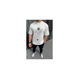 Ayessa Erkek Kısa Kol Tişört Bisiklet Yaka Gül Baskılı Oversize T-Shirt - Beyaz Beyaz - M - 0 Beyaz