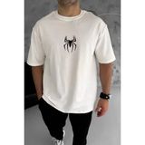Ayessa Erkek Kısa Kol Tişört Bisiklet Yaka Örümcek Baskılı Oversize T-Shirt - Beyaz Beyaz - 2xl - 0 Beyaz