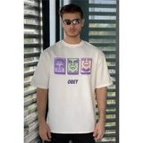 Ayessa Erkek Kısa Kol Yazlık Tişört Bisiklet Yaka Baskılı Oversize T-Shirt - Beyaz Beyaz - L - 0 Beyaz