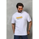 Ayessa Erkek Kısa Kol Yazlık Tişört Bisiklet Yaka Baskılı Oversize T-Shirt - Beyaz Siyah - M - 0 Siyah
