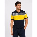 Ayessa Erkek Pike Kumaş Çizgili Polo Yaka Tişört Kısa Kol Yazlık T-Shirt - Lacivert Lacivert - L - 003 - Lacivert