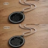 Ayet-El Kürsi Türkçe Arapça Çift Taraflı Dikiz Aynası Süsü - Premium Piano Black Pleksi Klipsli Zincirli Araç Aksesuarı