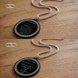 Ayet-El Kürsi ve Nazar Duası Çift Taraflı Dikiz Aynası Süsü - Premium Piano Black Pleksi Klipsli Zincirli Araç Aksesuarı