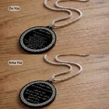 Ayet-El Kürsi ve Yolculuk Duası Çift Taraflı Dikiz Aynası Süsü - Premium Piano Black Pleksi Klipsli Zincirli Araç Aksesuarı