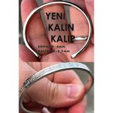 Ayetel Kürsi Yazılı Paslanmaz Çelik Kelepçe Bileklik Kalın Kalıp Scb87 Beyaz