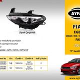 Ayfar Fiat Egea 15-> Motorlu Siyah Çerçeveli Sol Far