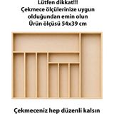 Ayfiwood 54X39 cm Kaşıklık Çekmece Içi Düzenleyici | Doğal Ahşap Mutfak Organizer | Çatal Bıçak ve Servis Gereçleri