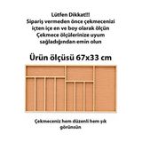 Ayfiwood 67 x 33 cm Ahşap Kaşıklık Çekmece Içi Organizer Doğal Ahşap Mutfak Düzenleyici