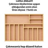 Ayfiwood 73X42 cm Ahşap Kaşıklık | El Yapımı Çekmece Içi Organizer | Mutfakta Kusursuz Düzen - Şeffaf