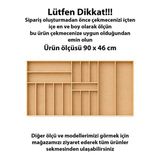 Ayfiwood 90X46 cm Ahşap Kaşıklık Çekmece Içi Organizer Doğal Ahşap Mutfak Düzenleyici