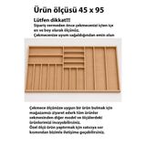 Ayfiwood 95X45 cm Ahşap Kaşıklık Çekmece Içi Organizer Doğal Ahşap Mutfak Düzenleyici