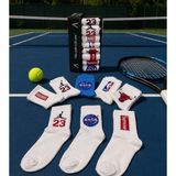 Aygan Store 8'li Unisex Çok Renkli Kolej Tenis Spor Çorap Seti - Standart - Beyaz