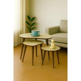 AYGE Berlin 3lü Zigon Sehpa%100 MDF (TRAVERTEN)