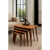 AYGE İstanbul 4'lü Zigon Sehpa %100 MDF Ahşap Ceviz