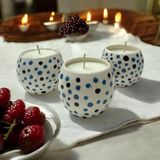 Aygen Creative Art Handmade Dekoratif Çini Mum 3lü Takım Hediyelik Yuvarlak Tasarım Benekli Desen Mum - HANDMADE DEKORATİF ÇİNİ MUM 3 LÜ TAKIM YUVARLAK TASARIM BENEKLİ MODEL