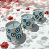 Aygen Creative Art Handmade Dekoratif Çini Mum Mini Tasarım Nazar Desen 3lü Takım Çini Mum - HANDMADE DEKORATİF MUM ÇİNİ MİNİ TASARIM NAZAR DESEN HEDİYELİK 3 LÜ TAKIM ÇİNİ MUM