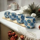 Aygen Creative Art Handmade Dekoratifçini Mum 4 Lü Takım Hediyelik Yuvarlaktasarım Nazar Desen Çini Mum - HANDMADE DEKORATİF ÇİNİ MUM 4 LÜ YUVARLAK TOMBUL TASARIM NAZAR DESEN ÇİNİ MUM