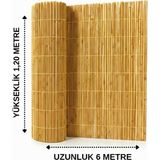 Ayghome - 120X6 Metre (Tek Parça) Doğal Kamış Hasır Çit - Misina Örgülü Balkon Bahçe Rüzgar Kesici Gölgelik (Bağlantı Aparatı Hediyeli)