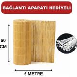 Ayghome 60X600 cm Misina Dokuma Doğal Hasır Çit + Profesyonel Bağlantı Aparatı Hediyeli - 6 Metre Dev Boy Balkon Gölgelik