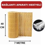 Ayghome - Doğal Kamış Hasır Çit 40 cm x 7 Metre - Misina Örgülü Bahçe Çiti & Gölgelik (Bağlantı Aparatı Hediyeli)