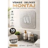 AYGÖREN HOME 10 Adet Şeffaf Yapışkanlı Askı,Banyo Ve Mutfak Rafı Askısı Duvar Kancası, Matkap Gerektirmez