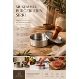 AYGÖREN HOME 12 Cm Paslanmaz Çelik Hamburger Presi Ahşap Saplı Köfte Burger Şekillendirici - 1 ADET