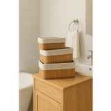 AYGÖREN HOME 3'lü Bambu Sepet / Çok Amaçlı Banyo Bambu Sepet Seti