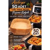 AYGÖREN HOME Airfryer Pişirme Kağıdı 50 Adet Hava Fritözü Kare Model Pişirme Kağıdı Airfryer Yağsız Firitöz