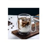 AYGÖREN HOME Çift Camlı Çift Cidarlı Cam Kupa 250 Ml Ev Ofis Fincanı Çift Katlı Isı Yalıtımlı Kulplu Cam Bardak