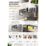 AYGÖREN HOME GRİ Bulaşık Süngeri Tutacağı Evye Düzenleyici Telli Bulaşık Süngeri Tutucu Askı 1 Adet