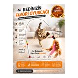 AYGÖREN HOME Kedi Oyun Oltası 90 Cm Renkli Tüylü Kedi Oyuncağı 1 Adet